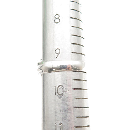 925 Sterling Silver Vintage Real Turquoise Modernist Ribbed Ring Size 9.5