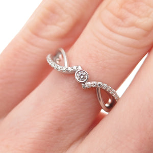 925 Sterling Silver Real Round-Cut Diamond Promise Ring Size 5