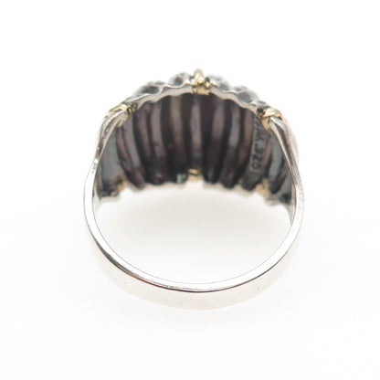 MICHAEL ANTHONY 925 Sterling Silver 14K Gold Vintage Modernist Dome Ring Size 10