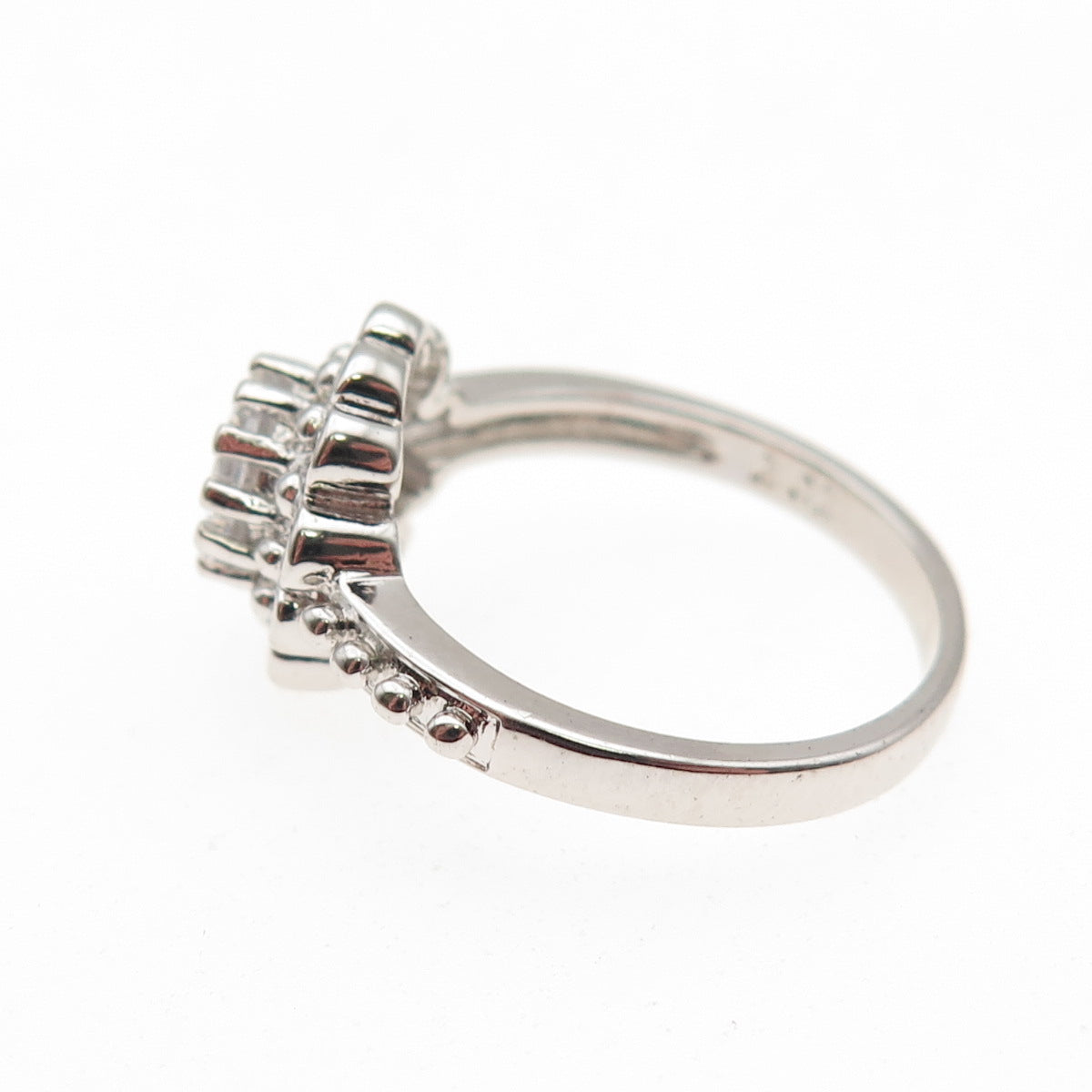 Ross Simons 925 Sterling Silver Round-Cut C Z Floral Ring Size 7
