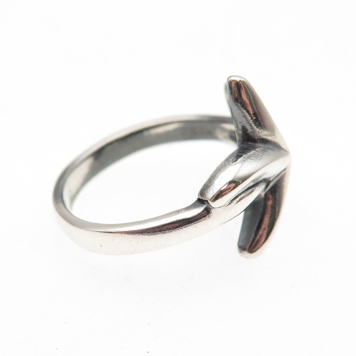 925 Sterling Silver Vintage Modernist Starfish Oxidized Ring Size 7