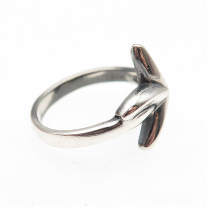 925 Sterling Silver Vintage Modernist Starfish Oxidized Ring Size 7