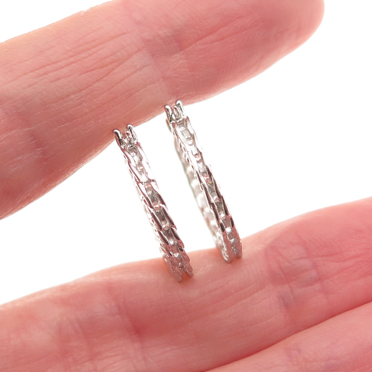 JCL Colleen Lopez 925 Sterling Silver Round-Cut C Z In & Out Hoop Earrings