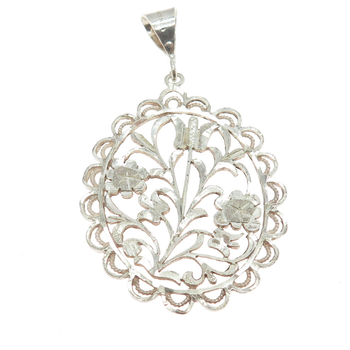 925 Sterling Silver Vintage Turkey Ornate Floral Pendant