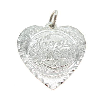 925 Sterling Silver Vintage Happy Birthday Heart Tag Pendant