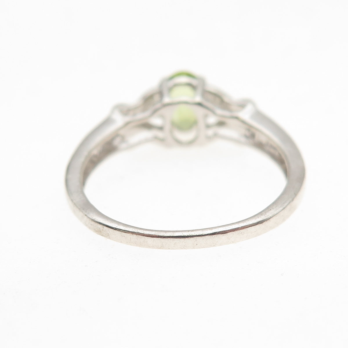 925 Sterling Silver Vintage Real Oval-Cut Peridot & C Z Ring Size 7.25