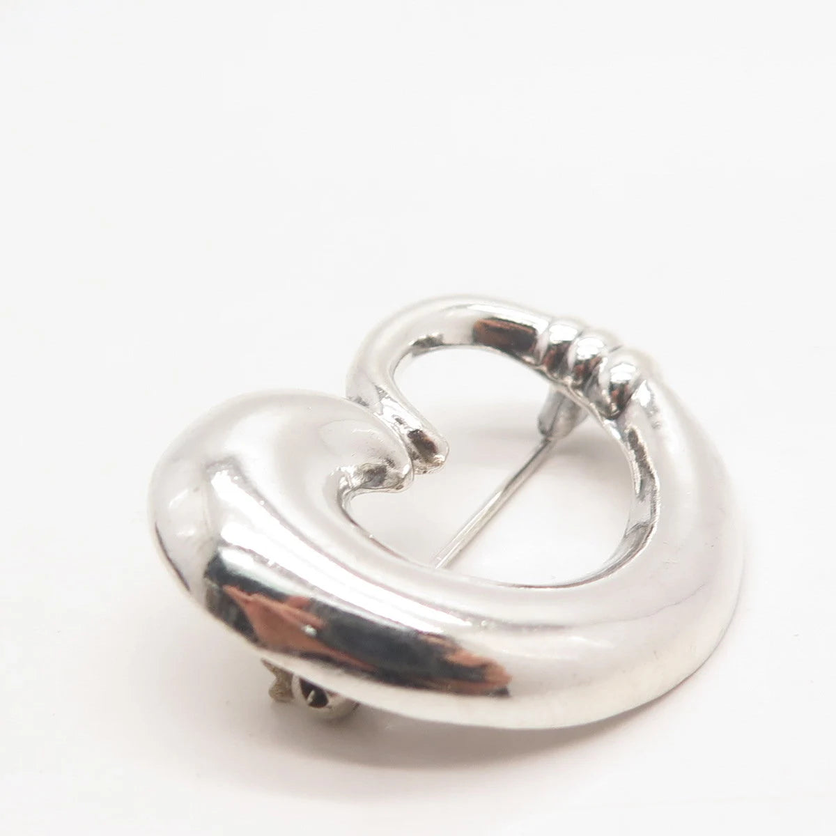 925 Sterling Silver Vintage Open Heart Pin Brooch