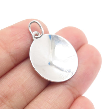 JANEL 925 Sterling Silver Vintage Engraved Girl Profile Minimalist Charm Pendant