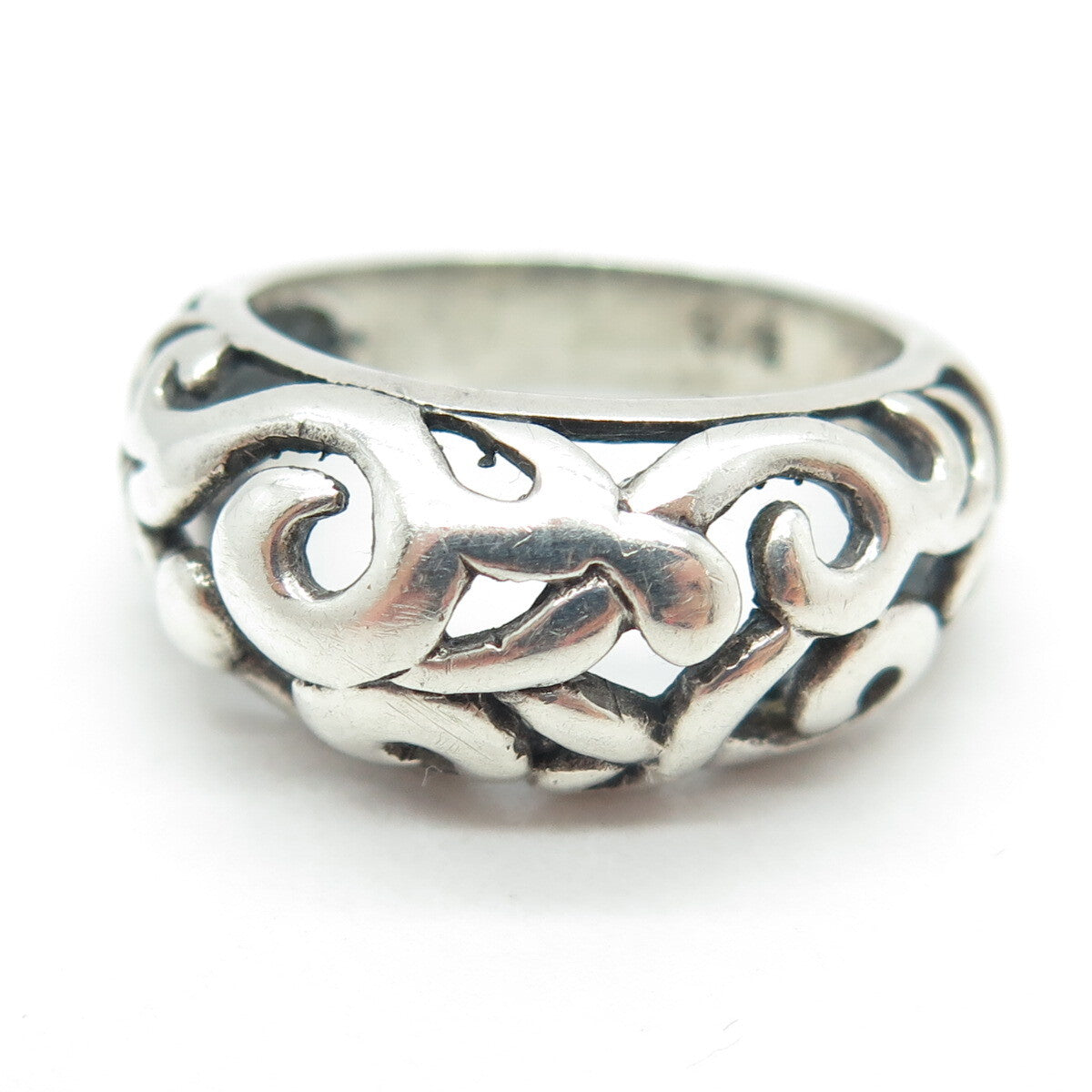 925 Sterling Silver Vintage Signature Scroll Ring Size 7