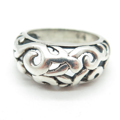 925 Sterling Silver Vintage Signature Scroll Ring Size 7