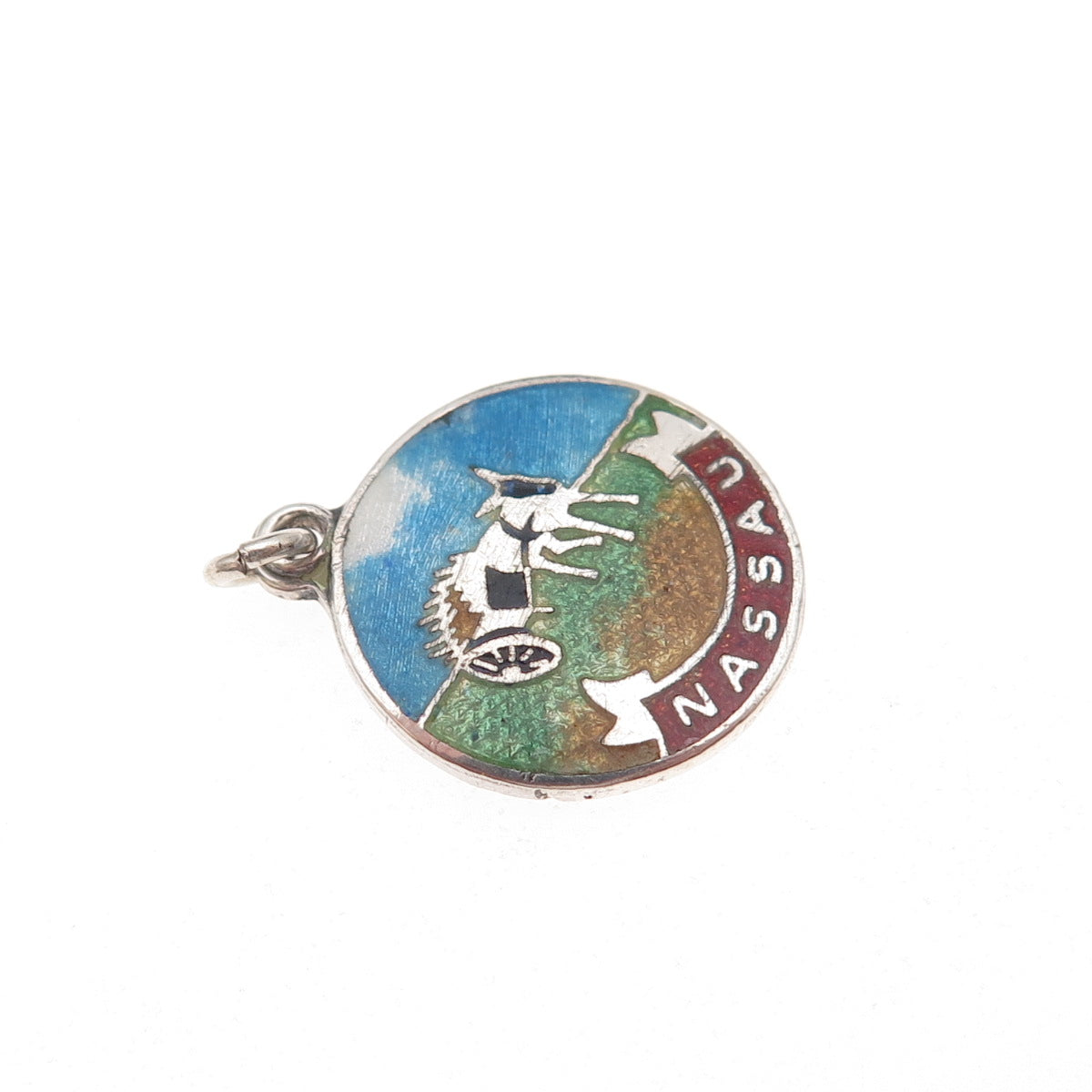 Breadner Co. 925 Sterling Silver Vintage Enamel Nassau Charm Pendant