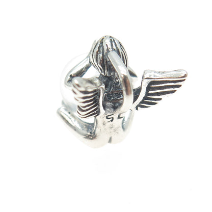 925 Sterling Silver Vintage SC Southwestern Clear Crystal Praying Angel Pendant