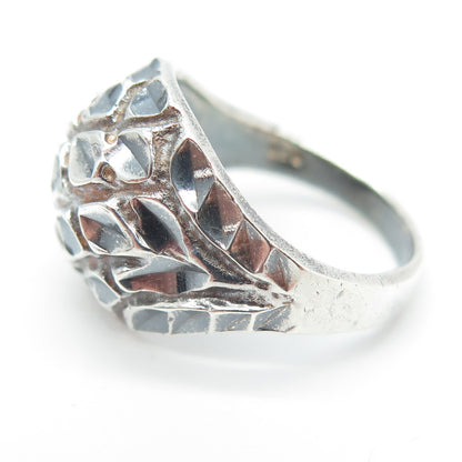 925 Sterling Silver Vintage Dragon Skin Dome Oxidized Ring Size 6.25