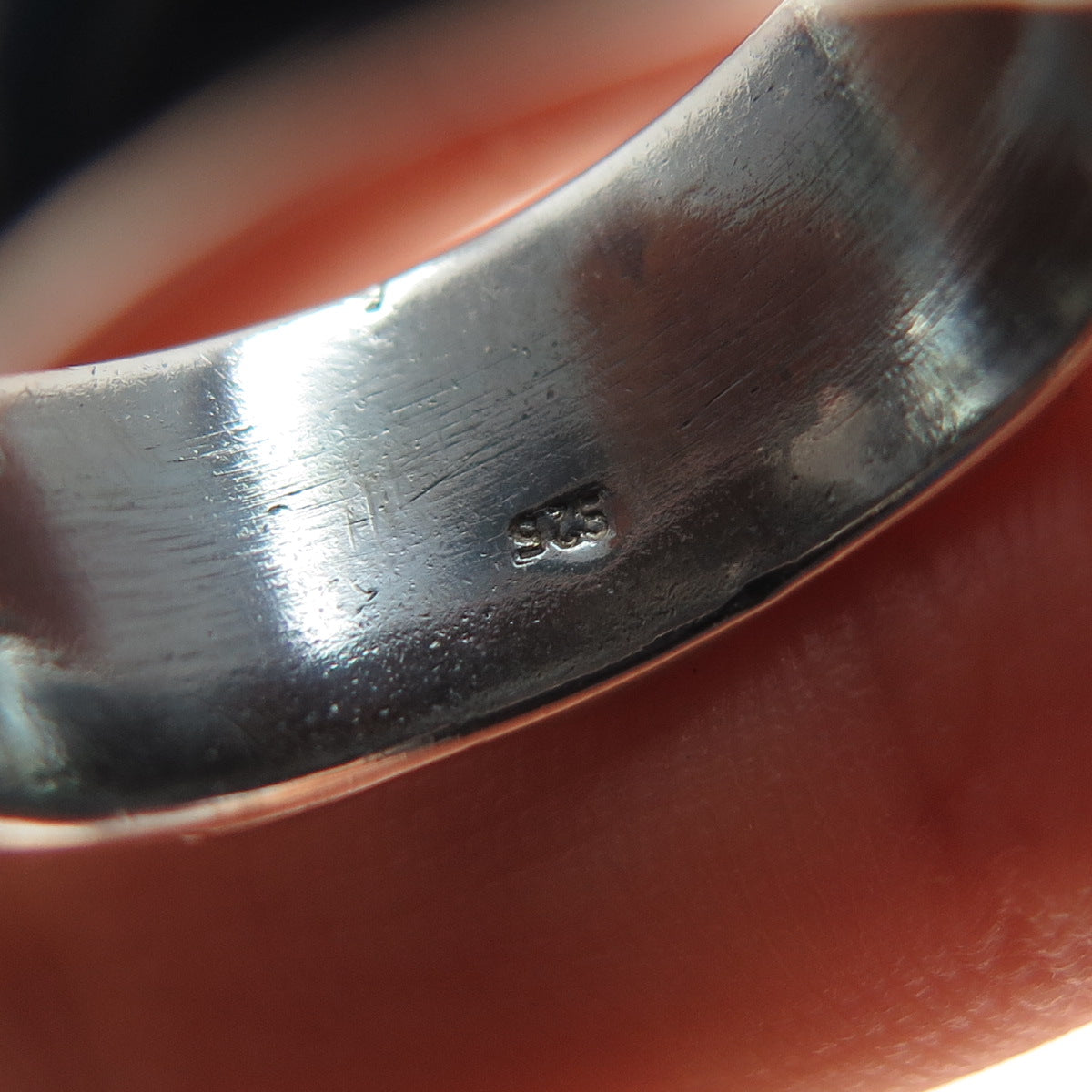 925 Sterling Silver Vintage Modernist Abstract Oxidized Band Ring Size 8