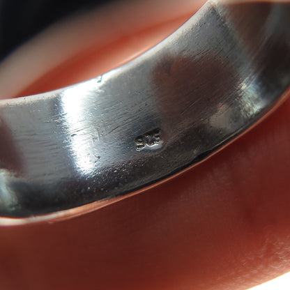 925 Sterling Silver Vintage Modernist Abstract Oxidized Band Ring Size 8
