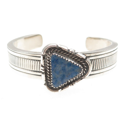 Wesley Craig Navajo Old Pawn 925 Sterling Silver Lapis Adjustable Bracelet 6.5"