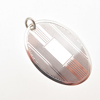 925 Sterling Silver Vintage Engravable Oval Tag Charm Pendant