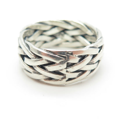 925 Sterling Silver Vintage Woven Band Ring Size 7.75