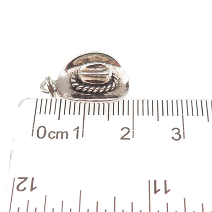 Carolyn Pollack 925 Sterling Silver Vintage Cowboy Hat 3D Mini Charm Pendant