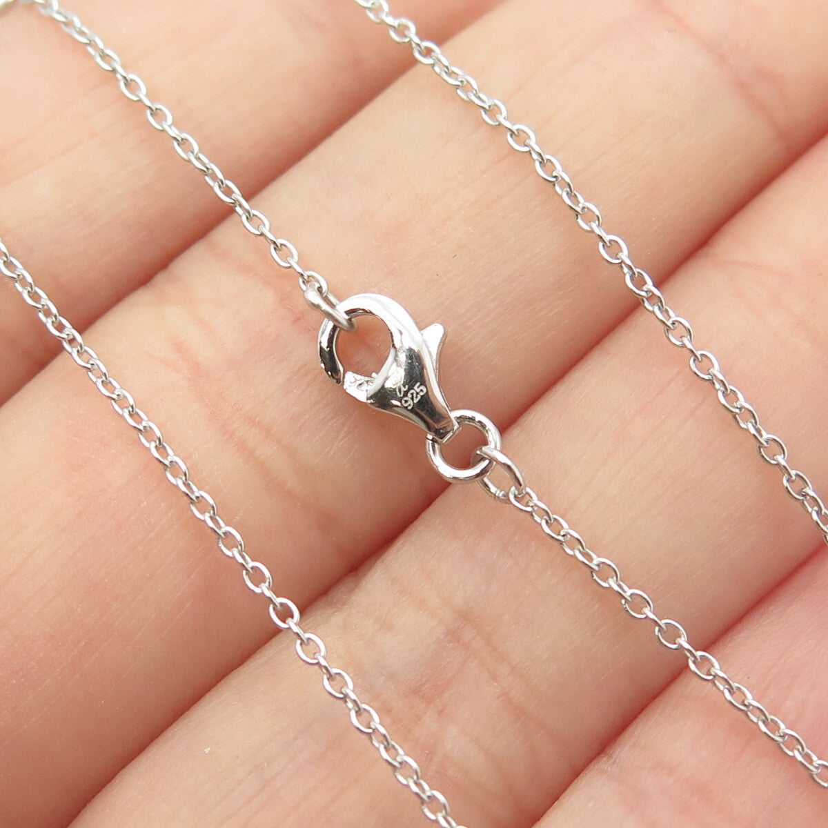 925 Sterling Silver Round-Cut C Z Letter "F" Ornate Cable Chain Necklace 16-18"