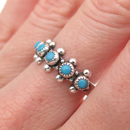 Bell Trading Post Old Pawn 925 Sterling Vintage Turquoise Snake Eye Ring Size 8