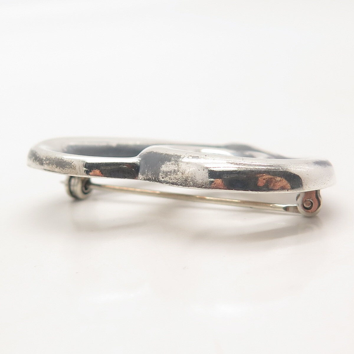 925 Sterling Silver Vintage Sunstone Imports Open Heart Pin Brooch