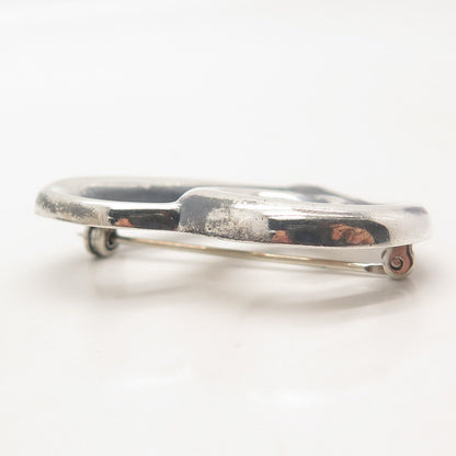 925 Sterling Silver Vintage Sunstone Imports Open Heart Pin Brooch