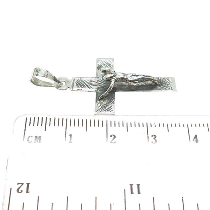 925 Sterling Silver Vintage Crucifix Cross Oxidized Pendant