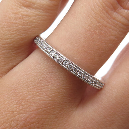925 Sterling Silver Round-Cut C Z Half Eternity Stackable Band Ring Size 10
