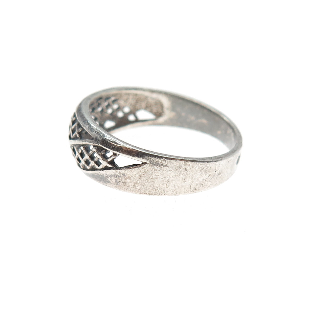 925 Sterling Silver Vintage European Mesh Oxidized Ring Size 7.75