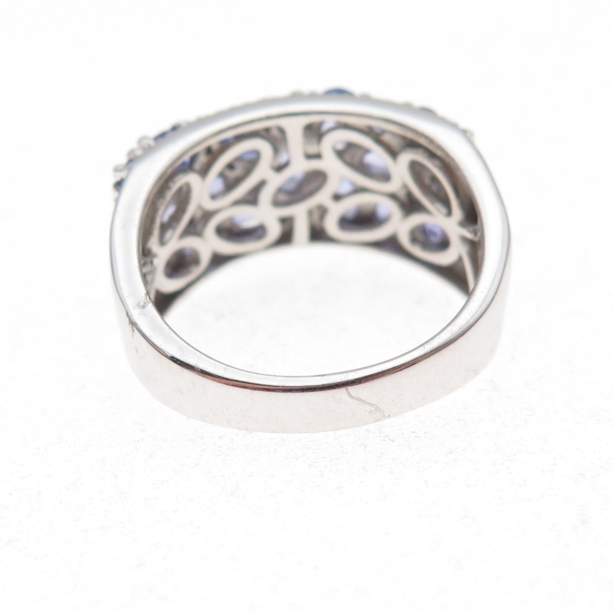 J. Stella 925 Sterling Silver Real Multi-Cut Tanzanite Ring Size 8.25