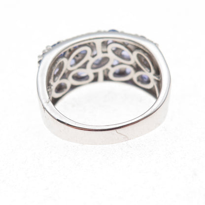 J. Stella 925 Sterling Silver Real Multi-Cut Tanzanite Ring Size 8.25