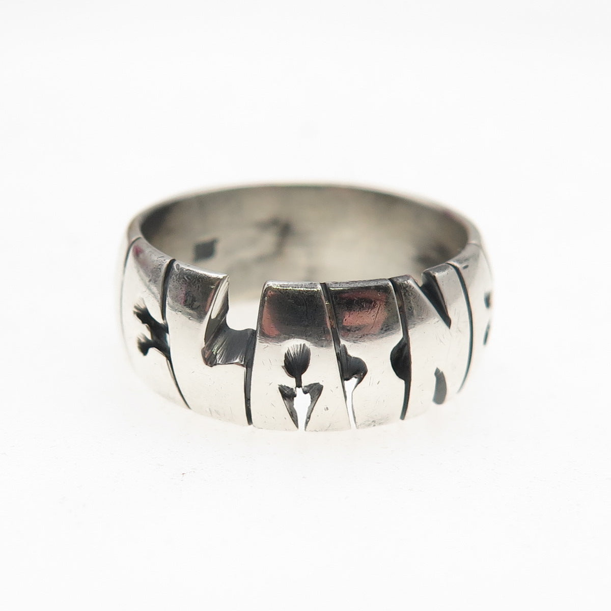 925 Sterling Silver Vintage Elaine Oxidized Name Band Ring Size 7
