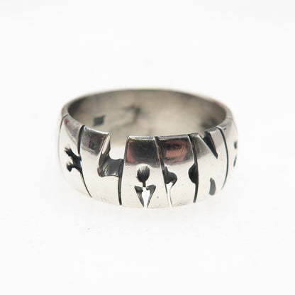 925 Sterling Silver Vintage Elaine Oxidized Name Band Ring Size 7