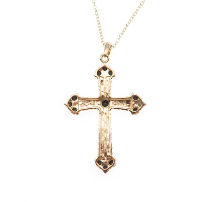 Ross Simons 925 Sterling Gold Plated Real Diamond & Sapphire Cross Necklace 18"