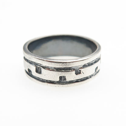 925 Sterling Silver Vintage Zig Zag Oxidized Band Ring Size 8