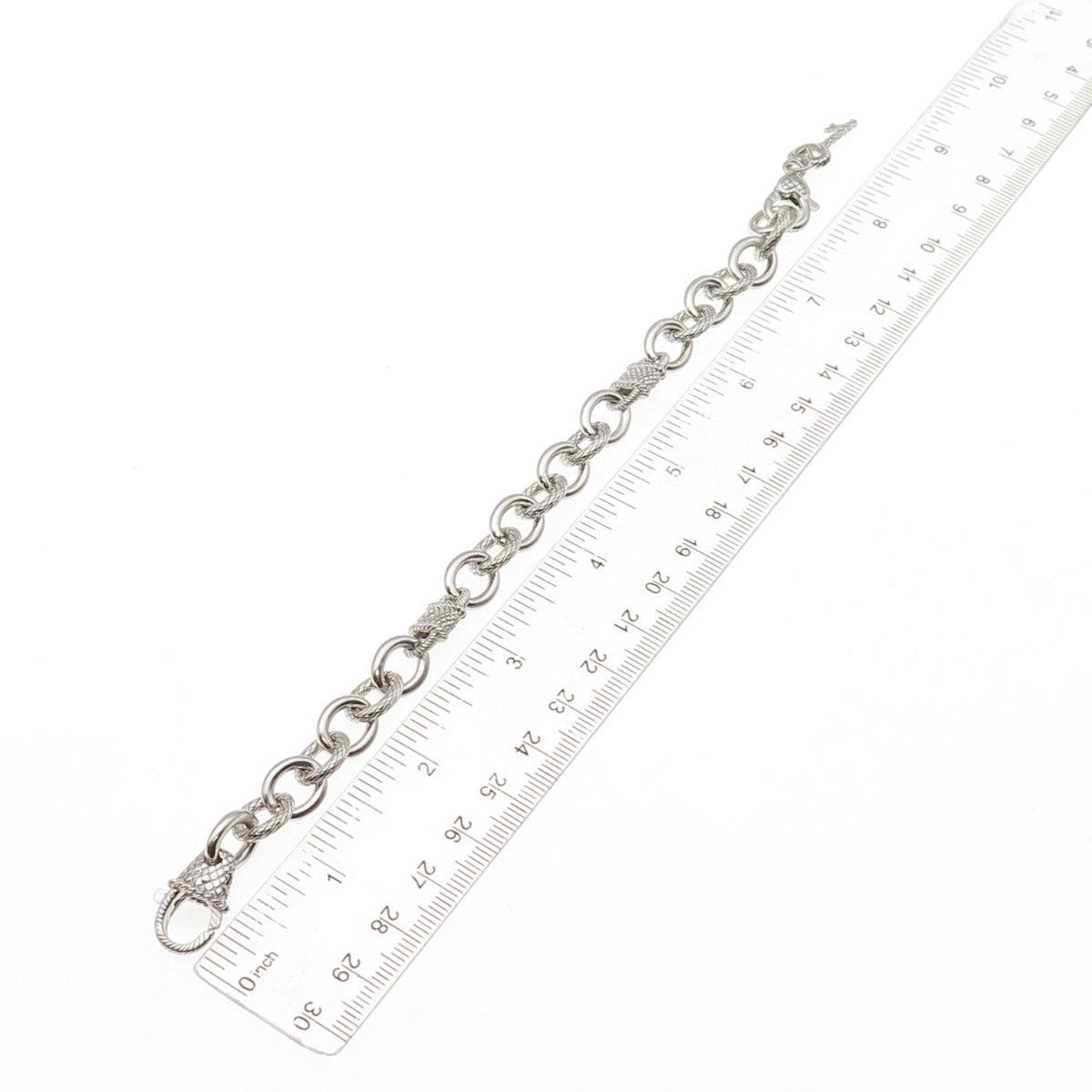 JUDITH RIPKA 925 Sterling Silver Round-Cut C Z Key Charm Bracelet 7.25"