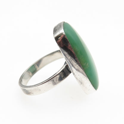 925 Sterling Silver Vintage Real Cabochon Chrysoprase Ring Size 8.5