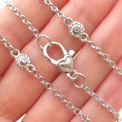 JUDITH RIPKA 925 Sterling Silver Round-Cut C Z Station Chain Necklace 18"