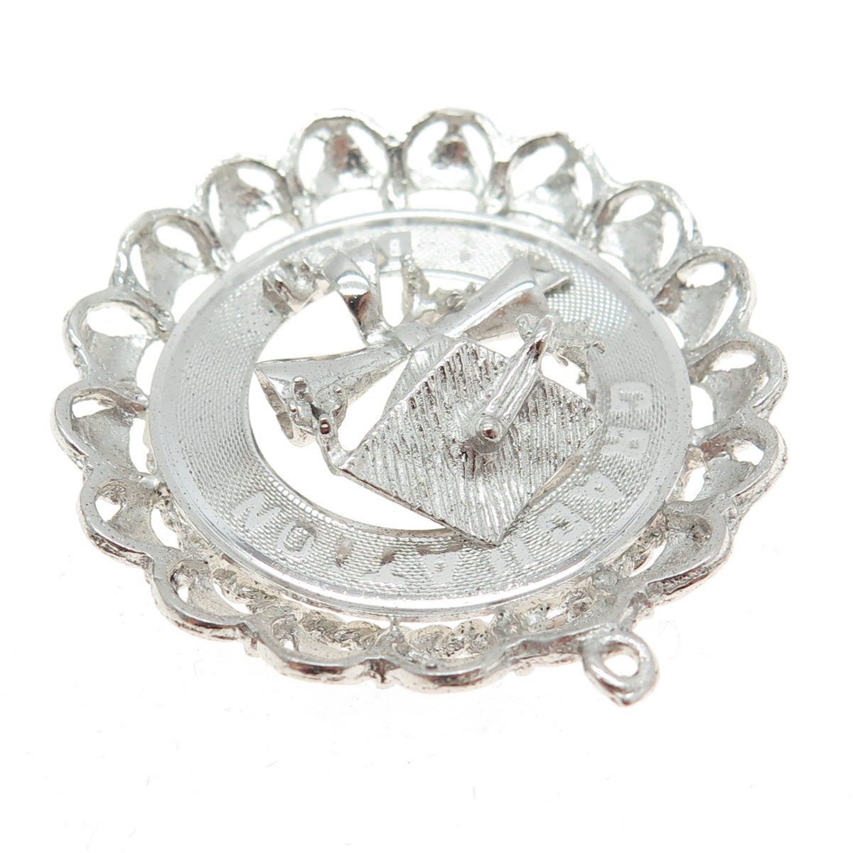 925 Sterling Silver Vintage "Graduation Day" Cap & Diploma Pendant