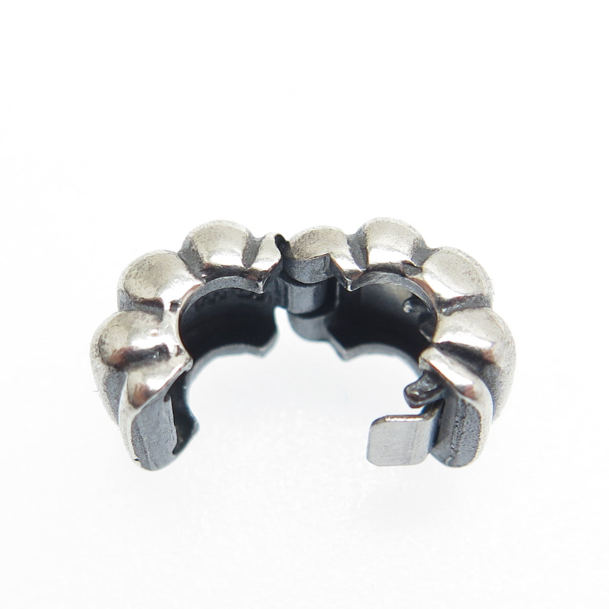 PANDORA 925 Sterling Silver Oxidized Ribbed Clip Charm