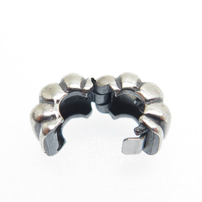 PANDORA 925 Sterling Silver Oxidized Ribbed Clip Charm