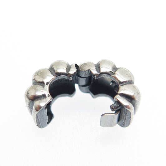 PANDORA 925 Sterling Silver Oxidized Ribbed Clip Charm