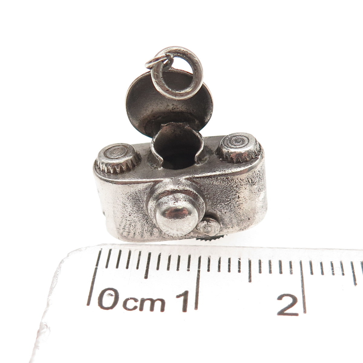 925 Sterling Silver Antique Art Deco Camera Zippo Lighter 3D Mini Charm Pendant