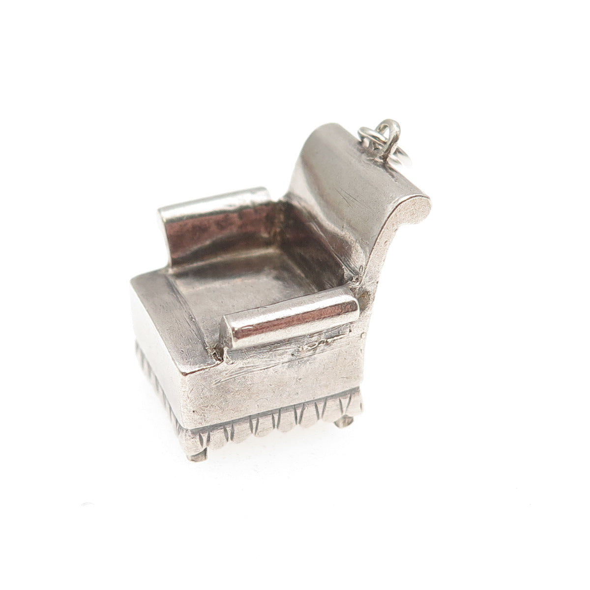 925 Sterling Silver Antique China Chair Oxidized 3D Mini Charm Pendant