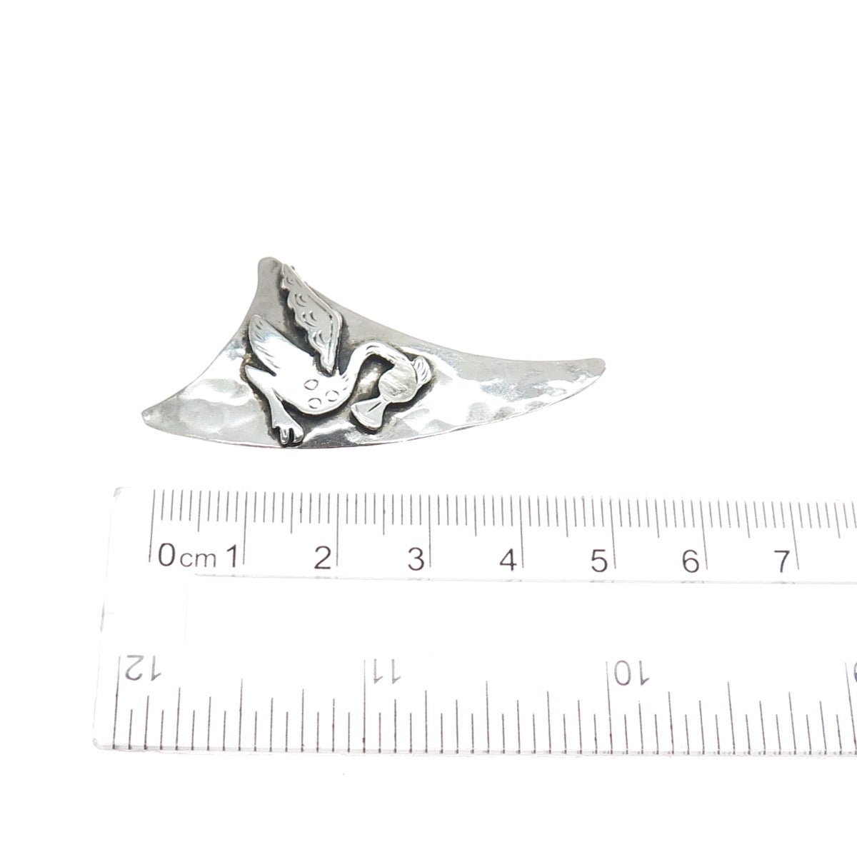 925 Sterling Silver Vintage JVG Peruvian Modernist Duck Oxidized Pin Brooch