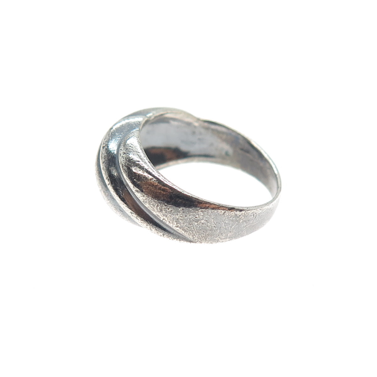 925 Sterling Silver Vintage Italy Modernist Oxidized Ring Size 6.5