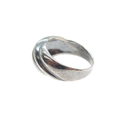 925 Sterling Silver Vintage Italy Modernist Oxidized Ring Size 6.5