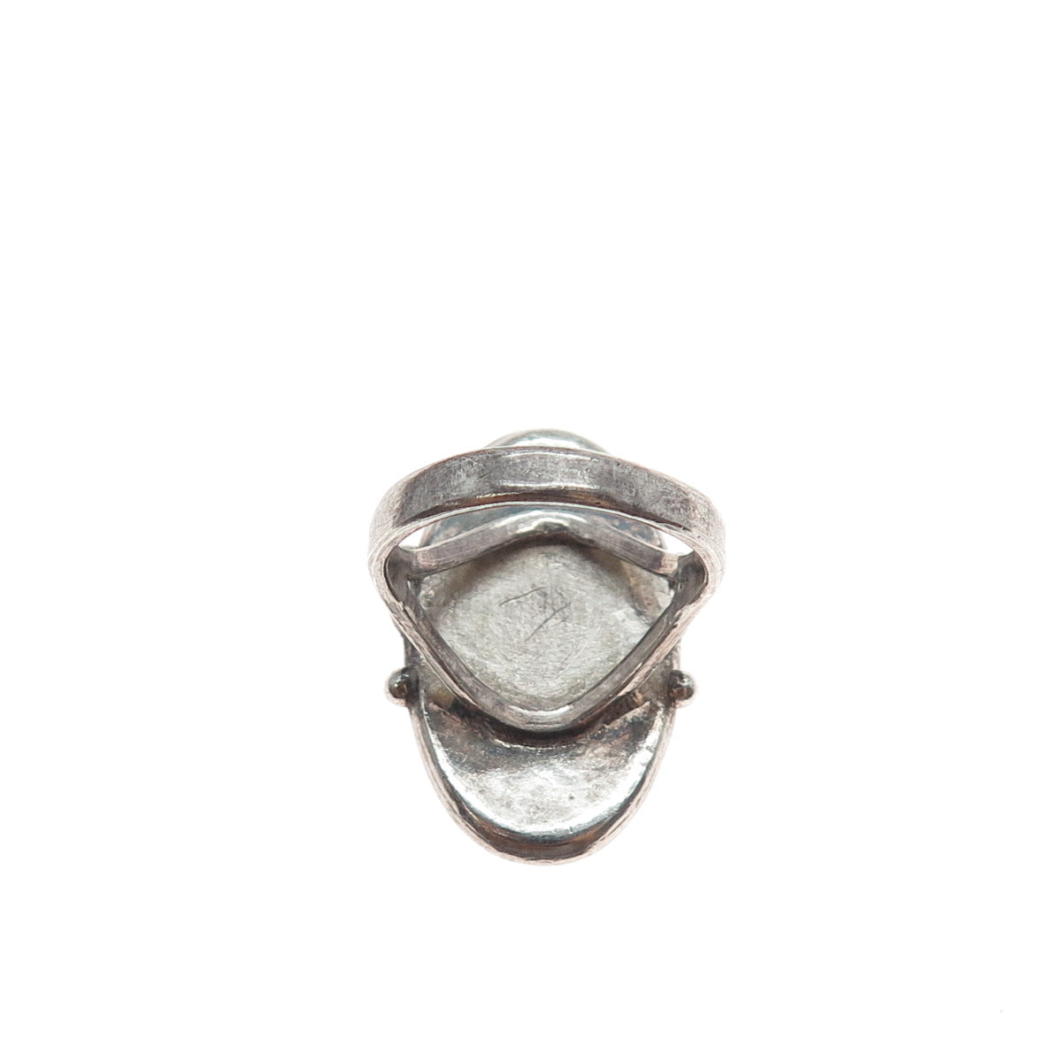 925 Sterling Silver Antique China Real Chalcedony Oxidized Ring Size 6.25