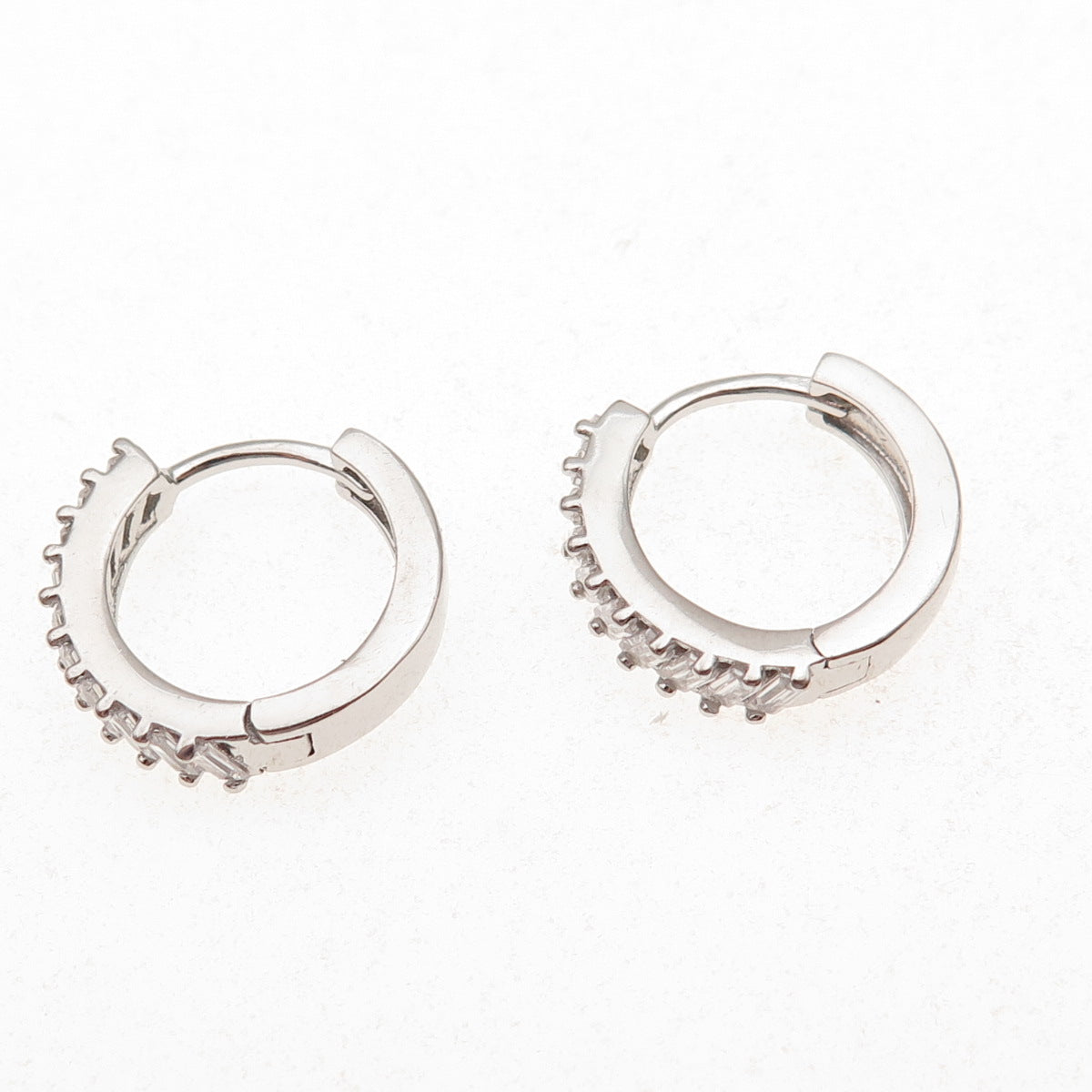 925 Sterling Silver Emerald-Cut C Z Hoop Earrings